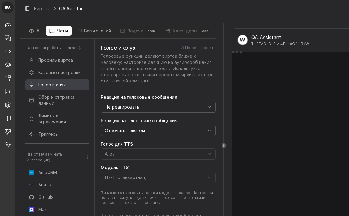 Voice and chat profile settings