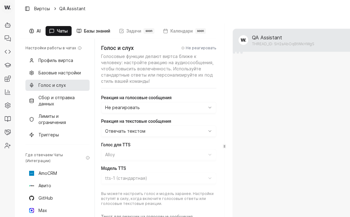 Voice and chat profile settings