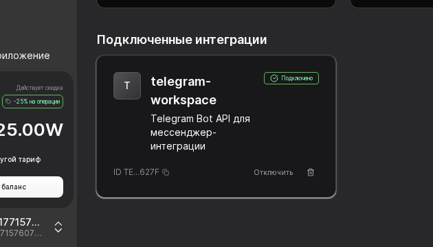 Тестовый диалог с ботом Telegram