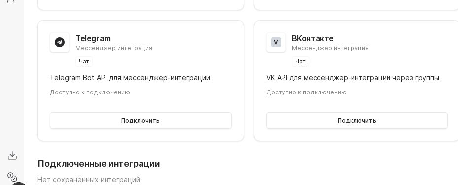 Карточки каналов в интеграциях